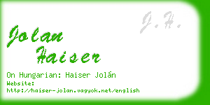 jolan haiser business card